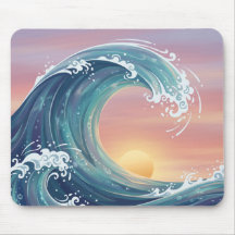 Japanese Calming Great Wave Sunrise
