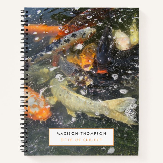 Japanese Carp Koi Fish Swimming Notebook (Front)
