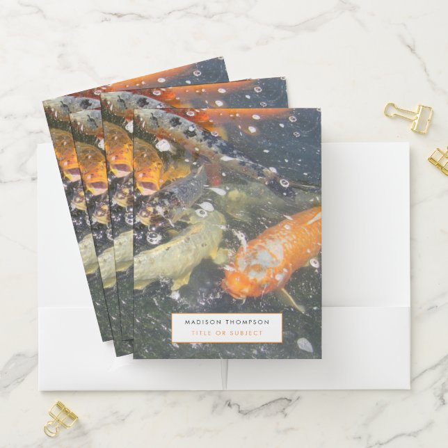 Japanese Carp Koi Fish Swimming Office School Pocket Folder (In Situ)