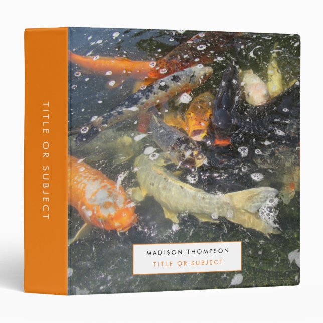 Japanese Carp Koi Fish Swimming School Office 3 Ring Binder (Front/Spine)