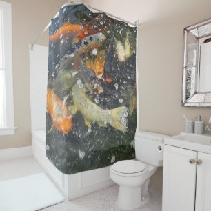 Japanese Carp Koi Fish Swimming Shower Curtain