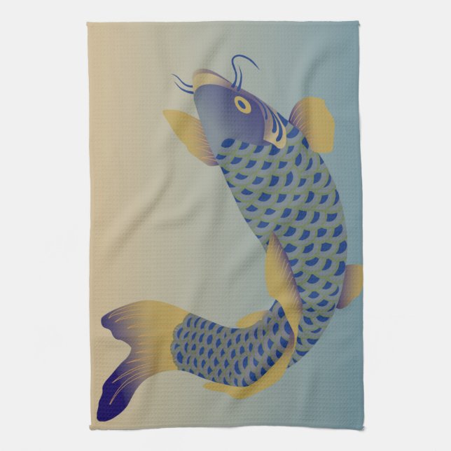 Japanese Carp Pattern Kitchen Towel (Vertical)
