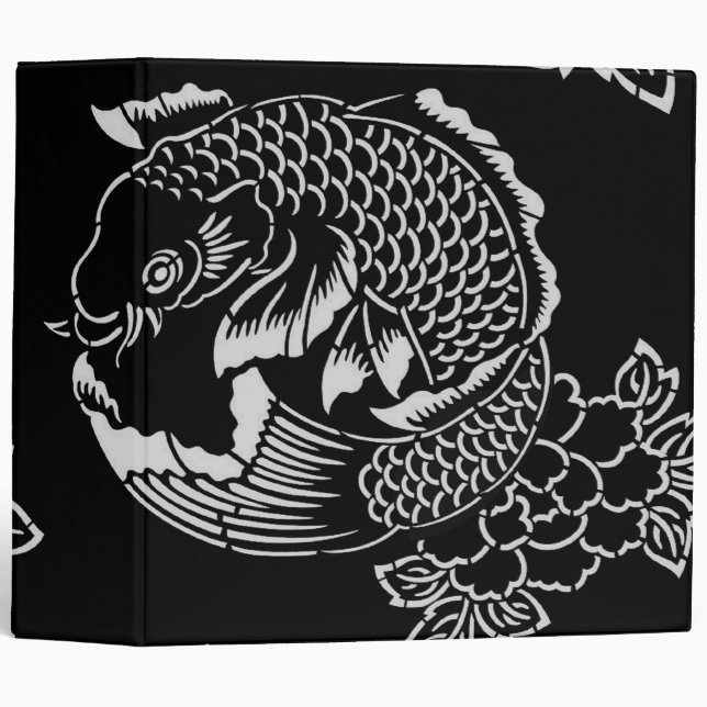 Japanese Carp Tattoo Pattern 3 Ring Binder (Front/Spine)