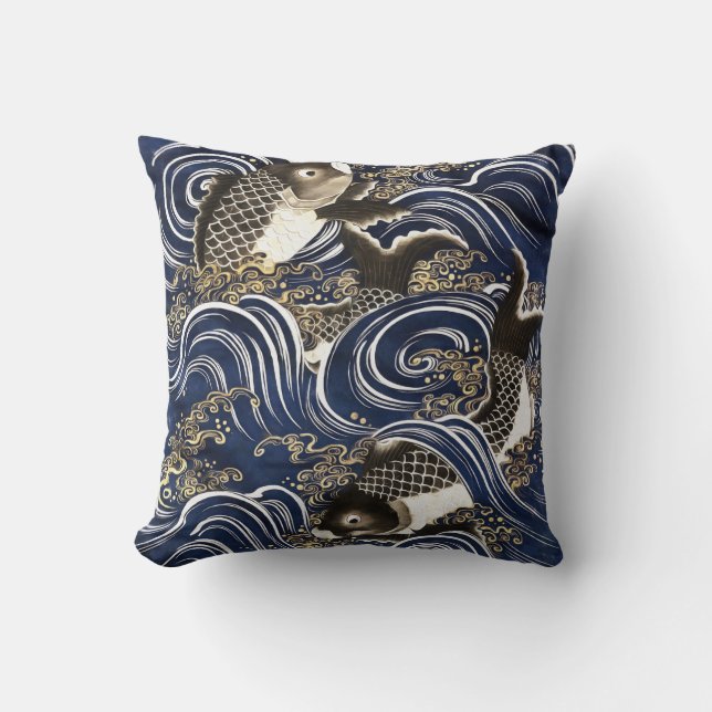 Japanese carps Throw Pillow (Front)
