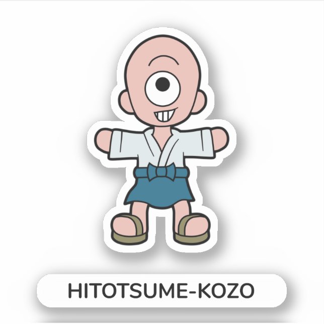 Japanese Cartoon One-Eyed Yokai Hitotsume-kozo Sticker (Front)