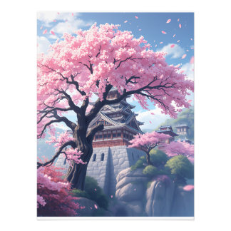 Japanese Castle in Cherry Blossom Spring – Elegant Photo Print