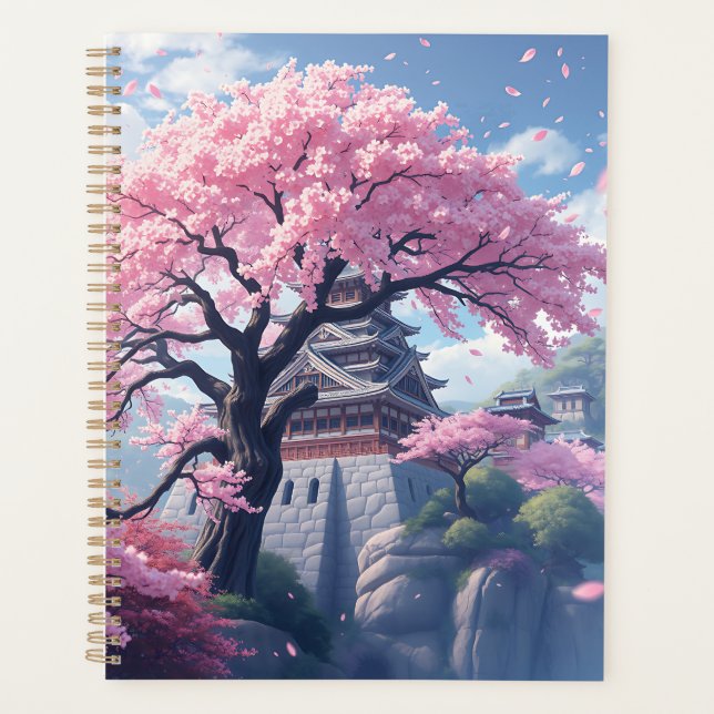 Japanese Castle in Cherry Blossom Spring – Elegant Planner (Front)