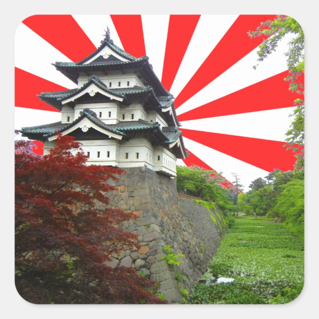 Japanese Castle Square Sticker (Front)