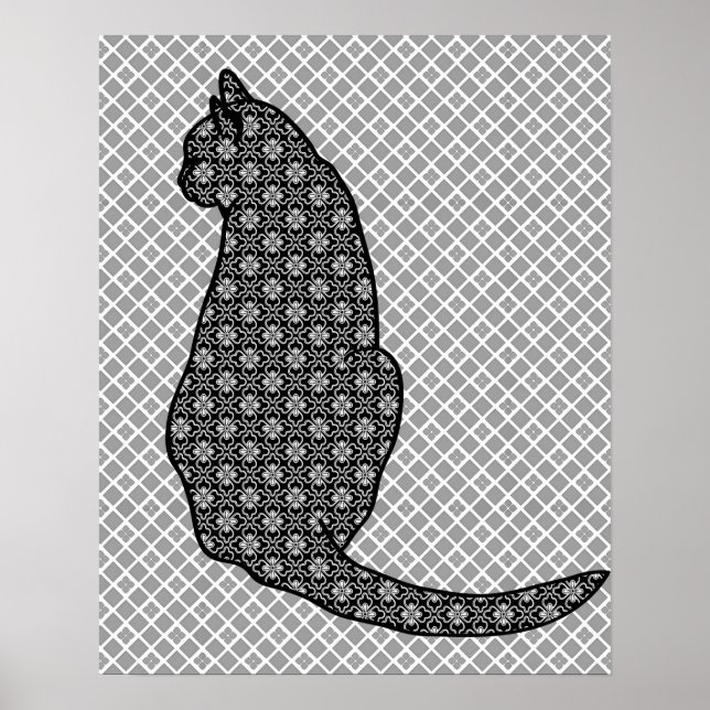 Japanese Cat - Black and White Kimono Print (Front)