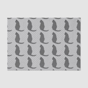 Japanese Cat - Black and White Kimono Print Tissue Paper