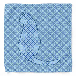 Japanese Cat - Blue Kimono Print Bandana