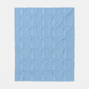 Japanese Cat - Blue Kimono Print Fleece Blanket