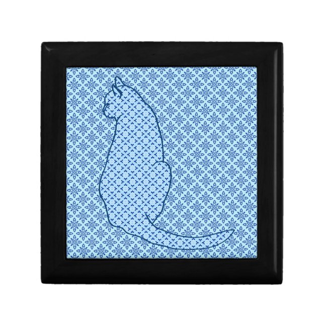Japanese Cat - Blue Kimono Print Gift Box (Front)