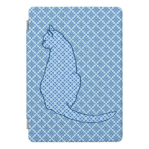 Japanese Cat - Blue Kimono Print iPad Mini Cover