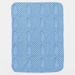 Japanese Cat - Blue Kimono Print Receiving Blanket