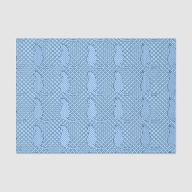 Japanese Cat - Blue Kimono Print Tissue Paper (Front)