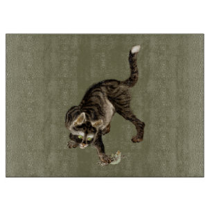 Japanese Cat Catching a Frog Cutting Board