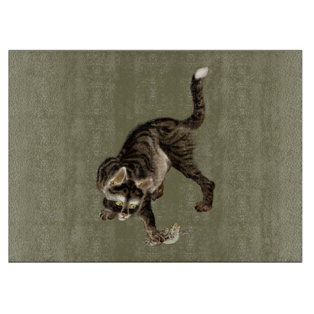 Japanese Cat Catching a Frog Cutting Board (Front)