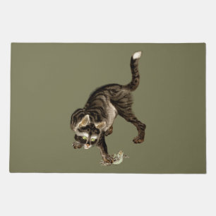 Japanese Cat Catching a Frog Doormat