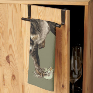 Japanese Cat Catching a Frog Kitchen Towel