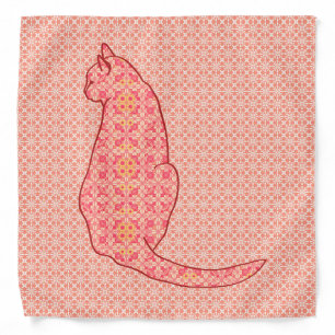 Japanese Cat - Coral Orange Batik Bandana