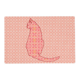 Japanese Cat - Coral Orange Batik Placemat