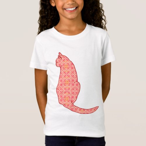 Japanese Cat _ Coral Orange Batik T_Shirt