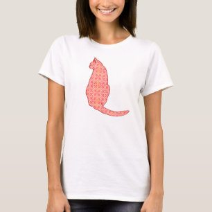Japanese Cat - Coral Orange Batik T-Shirt