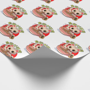 Japanese Cat Eating Noodles and Chopsticks Pattern Wrapping Paper
