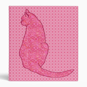 Japanese Cat - Fuchsia Pink Batik 3 Ring Binder