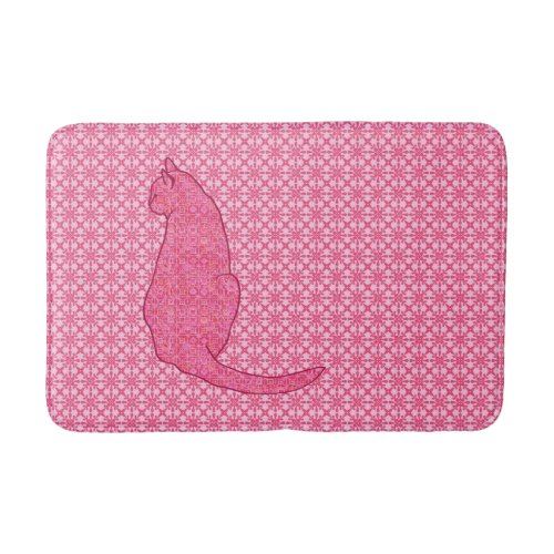 Japanese Cat _ Fuchsia Pink Batik Bathroom Mat