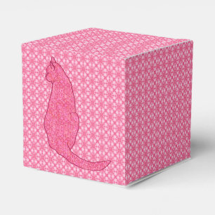 Japanese Cat - Fuchsia Pink Batik Favor Boxes