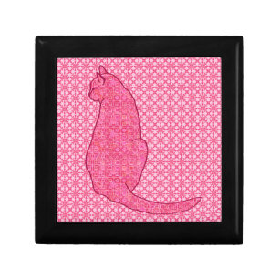 Japanese Cat - Fuchsia Pink Batik Keepsake Box