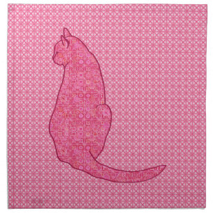 Japanese Cat - Fuchsia Pink Batik Napkin