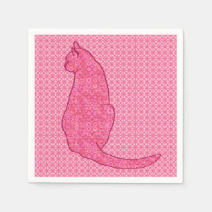 Japanese Cat - Fuchsia Pink Batik Napkins