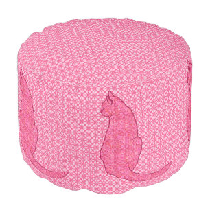 Japanese Cat - Fuchsia Pink Batik Pouf