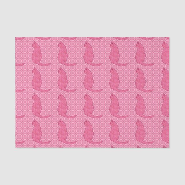 Japanese Cat - Fuchsia Pink Batik Tissue Paper (Front)
