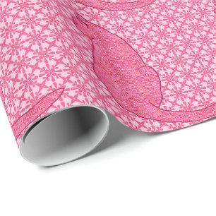 Japanese Cat - Fuchsia Pink Batik Wrapping Paper