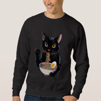 Japanese Cat Funny Cat Eating Ramen Vintage Japane Sweatshirt
