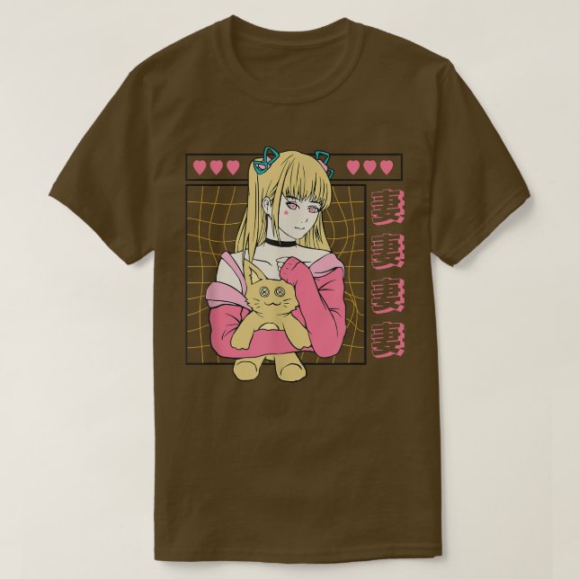 Japanese Cat Girl Anime Character  Japan Aesthetic T-Shirt (Design Front)