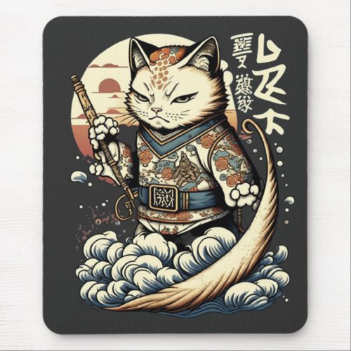 Japanese Cat Japan Waves kawaii Manga Anime Mouse Pad