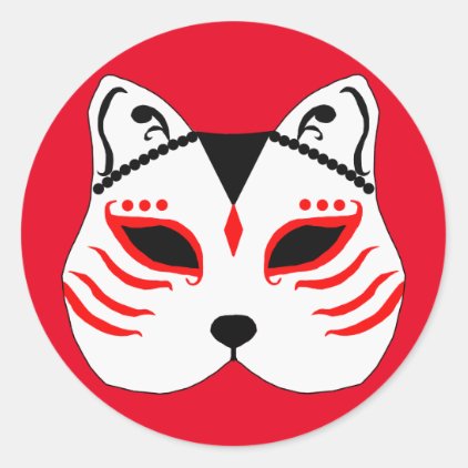 Japanese cat mask classic round sticker