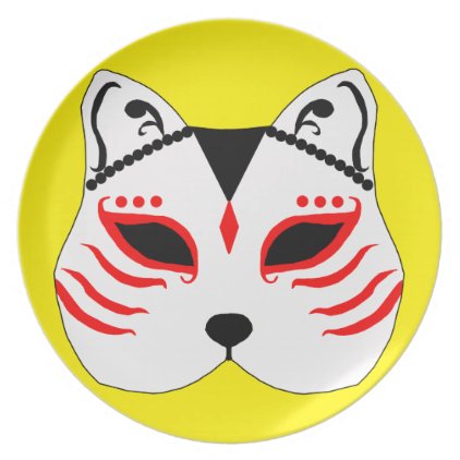 Japanese cat mask dinner plate