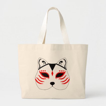 Japanese cat mask large tote bag