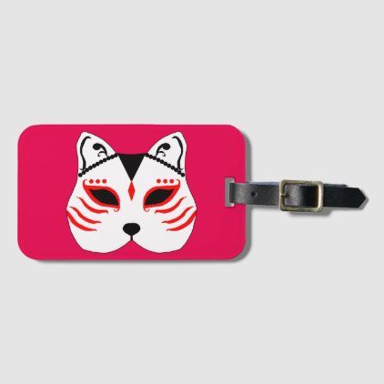 Japanese cat mask luggage tag