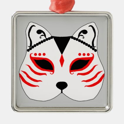 Japanese cat mask metal ornament