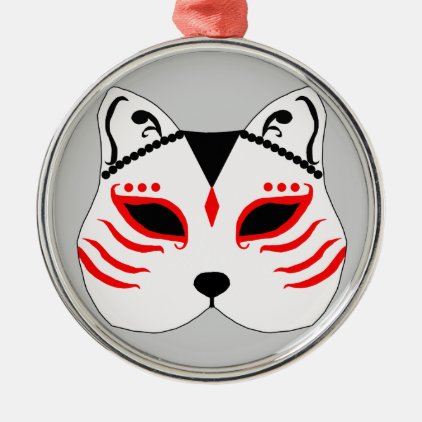 Japanese cat mask metal ornament