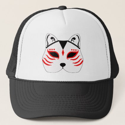 Japanese cat mask trucker hat