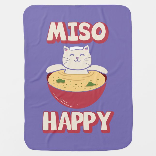 Japanese Cat Miso Happy Baby Blanket (Front)