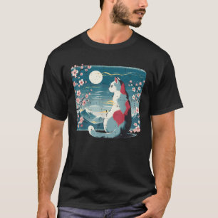 Japanese Cat Mountain Sakura Cherry Blossom Women T-Shirt